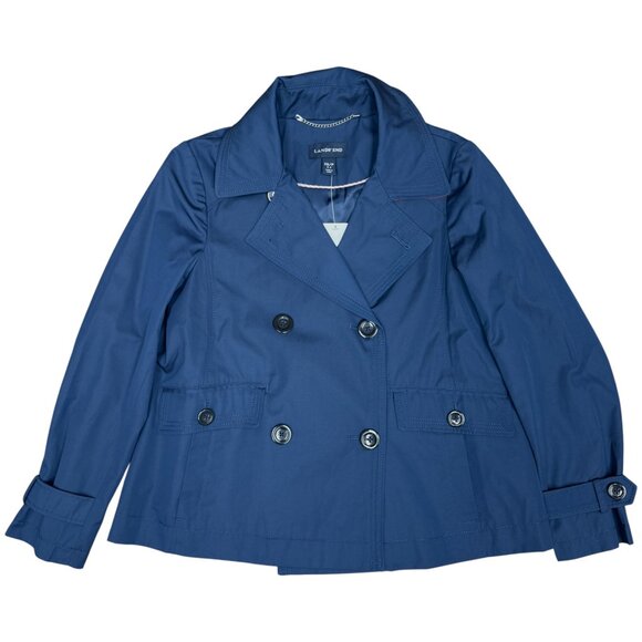 NWT Women's LANDS' END Short Peacoat Trench Jacket Navy | Size 2-4 - Picture 4 of 10